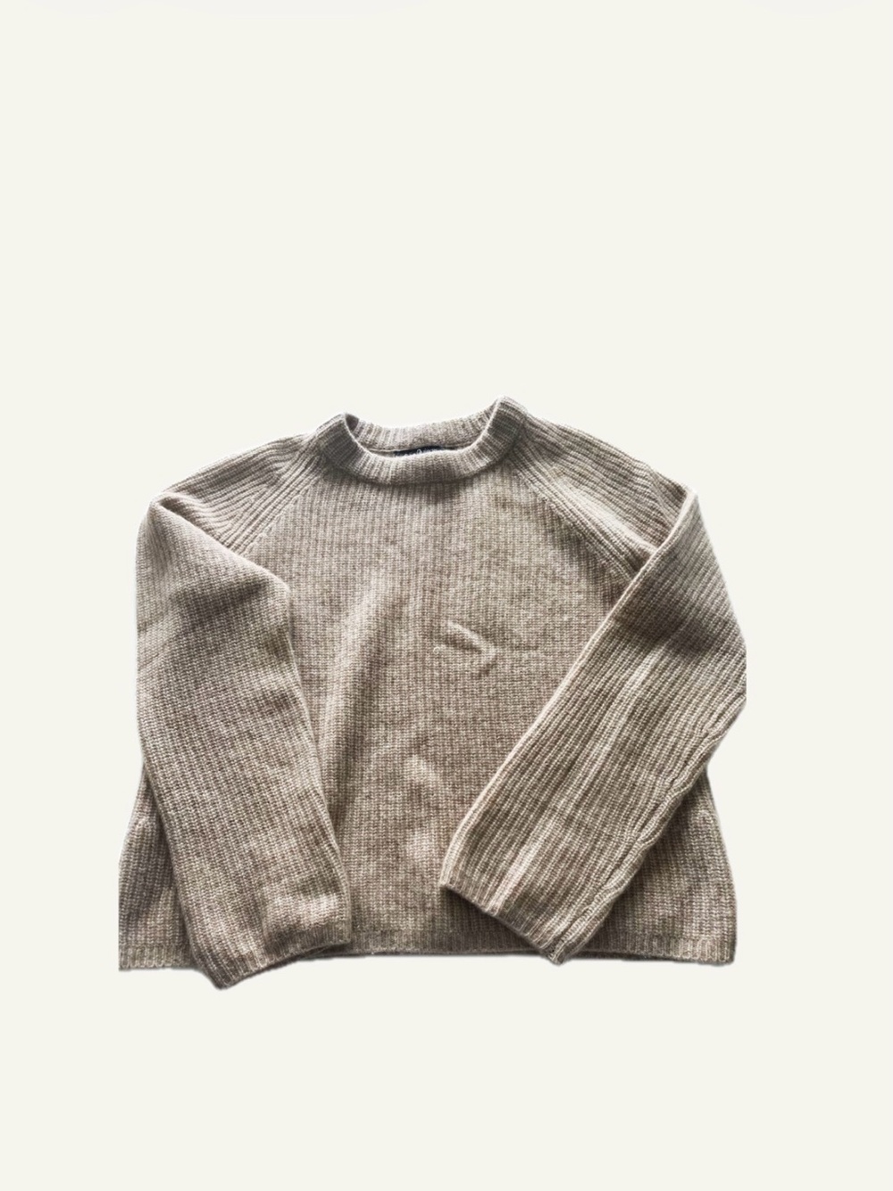 Women’s Crewneck Ribbed Sweater in Light Taupe